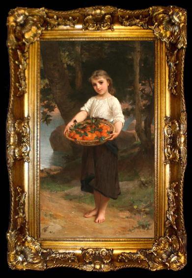 framed  Emile Munier Girl with Basket of Oranges, ta009-2